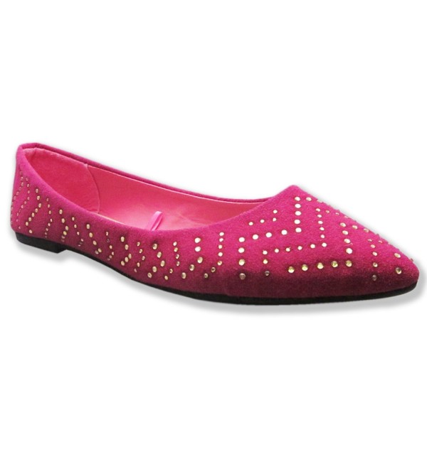 Women's 'Juno' Heat Sealed Stones Pointy Toe Ballet Flats - Raspberry ...