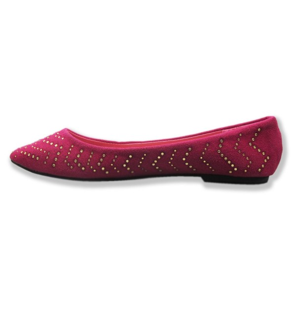 Women's 'Juno' Heat Sealed Stones Pointy Toe Ballet Flats - Raspberry ...