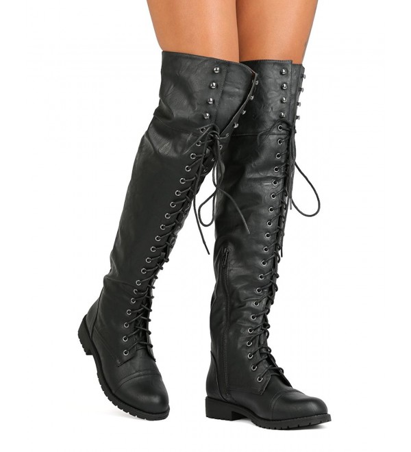 knee high black combat boots