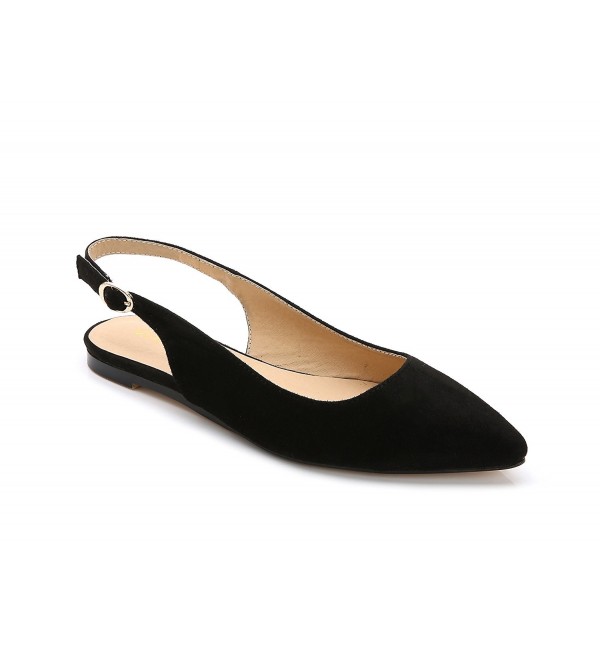 Womens Shoes Suede Closed Toe Flats Slingback Dress Pumps - Black ...