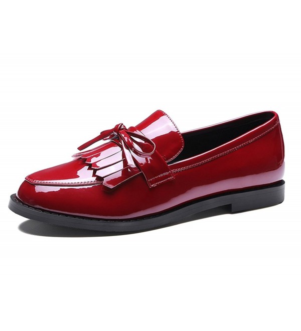 MINIVOG Womens Tassel Leather Loafers