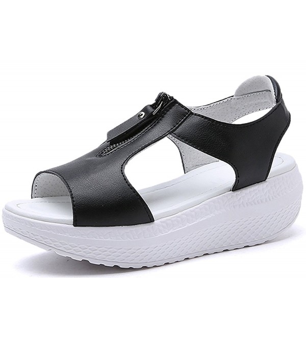 JARLIF Leather Platform Sandals Walking