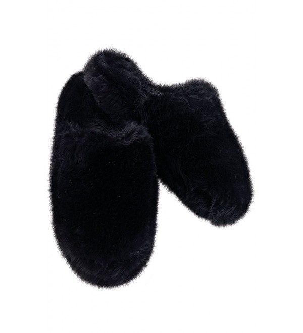 womens black fluffy slippers