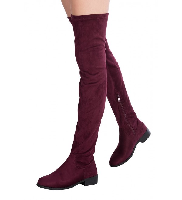 burgundy suede knee high boots