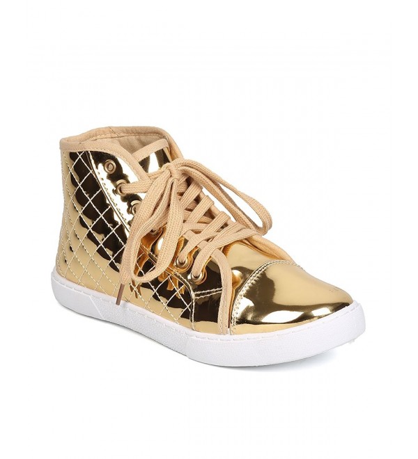 Qupid Metallic Leatherette Quilted Sneaker