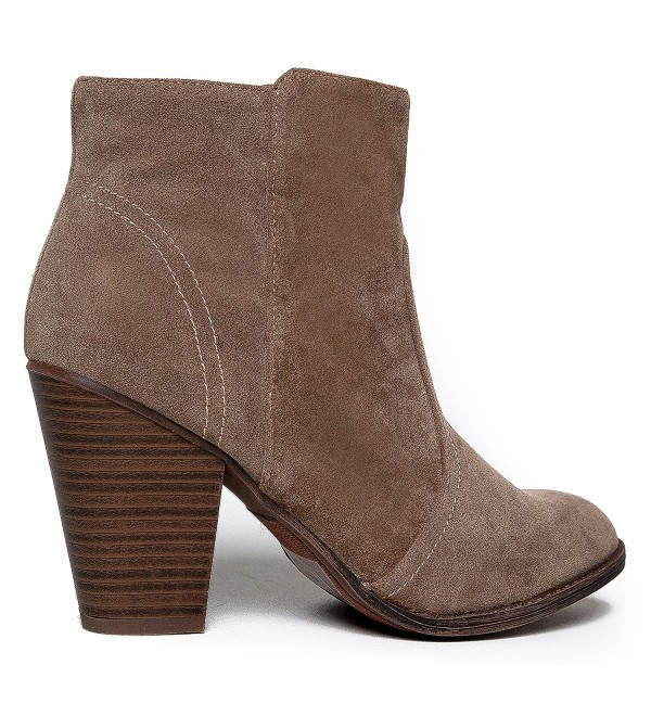 faux suede chunky heel booties