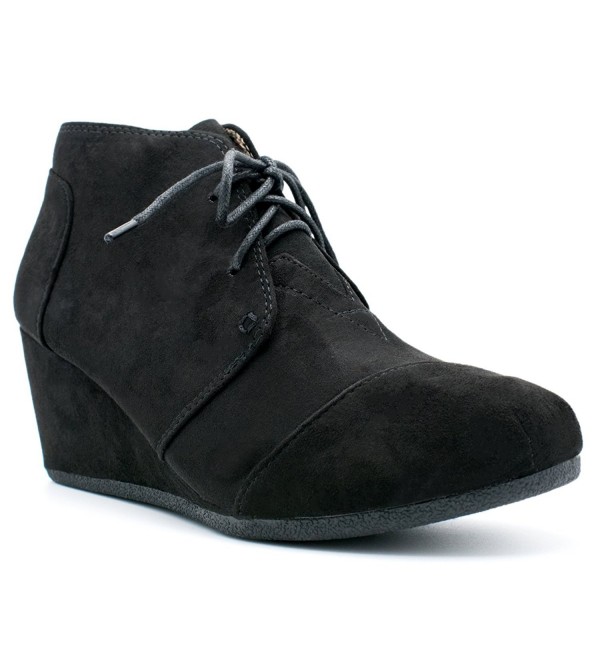 black wedge heel booties