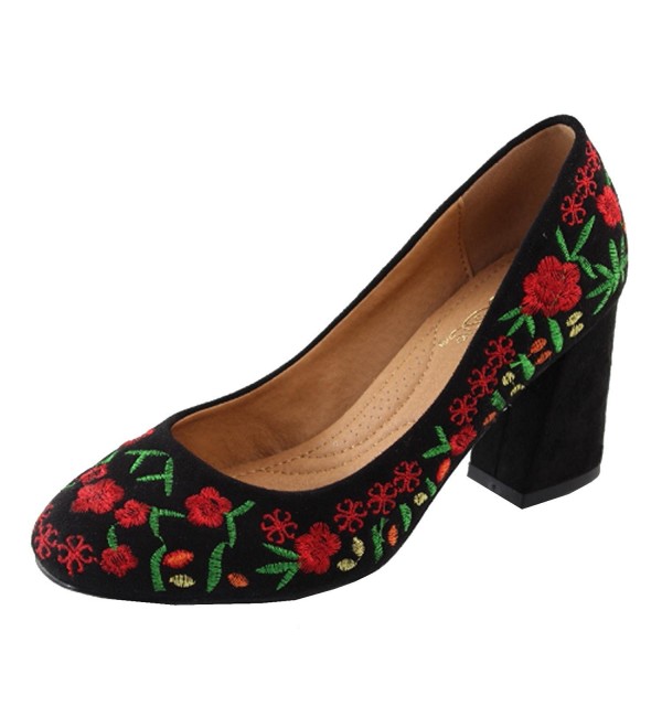 Elegant Footwear Womens Embroidered Stacked