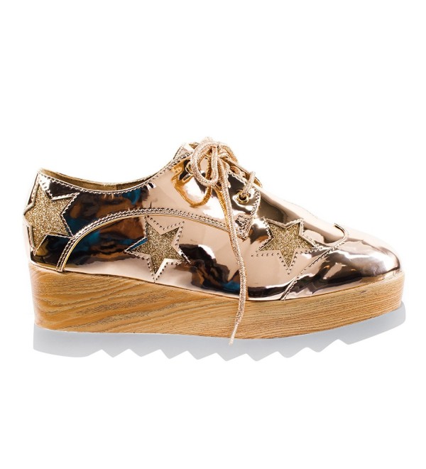 Besty02 Wooden Platform Creepers Glitter