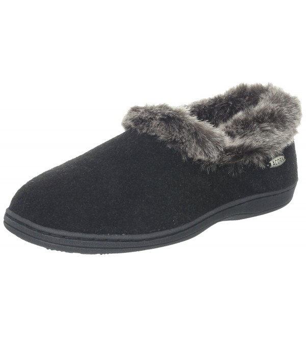 ACORN Womens Chinchilla Collar Slipper Large