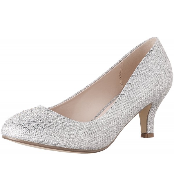 Wonda-1 Womens Round Toe Low Heel Glitter Dress Pumps - Silver ...