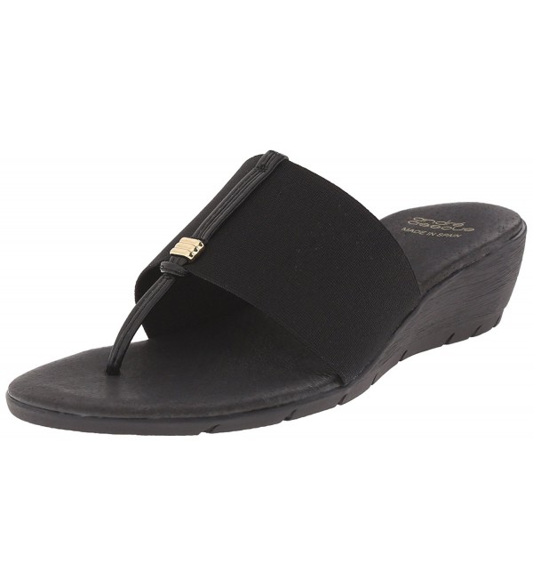 Andre Assous Women's Marseille Wedge Flip Flop - Black - CE12CMSZ67V