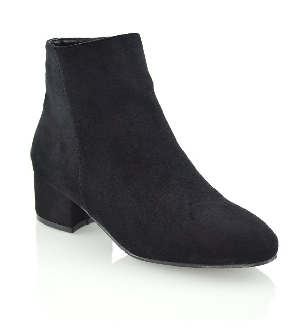 Womens Synthetic Flat Heel Pixie Chelsea Ankle Boots - Black Faux Suede ...