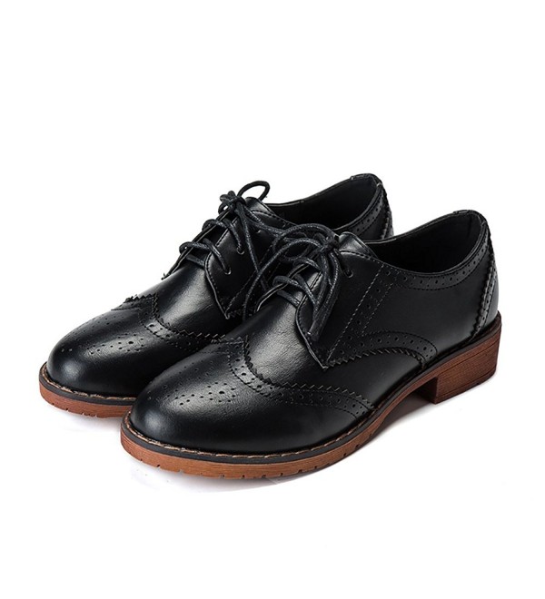 womens black wingtip oxford shoes