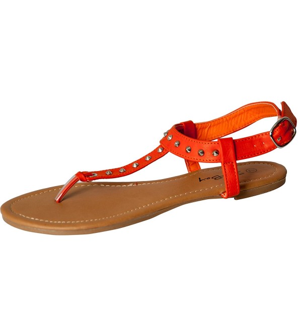Womens Gladiator Studded Sandals Orange
