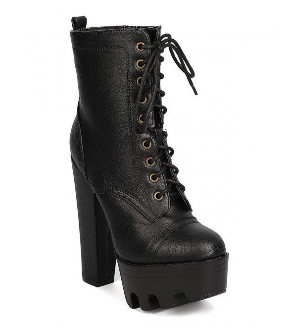 high heel combat boots