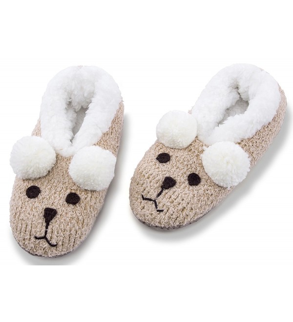 Womens Fuzzy Christmas Animal House Slippers Ladies Cute Bedroom Indoor ...