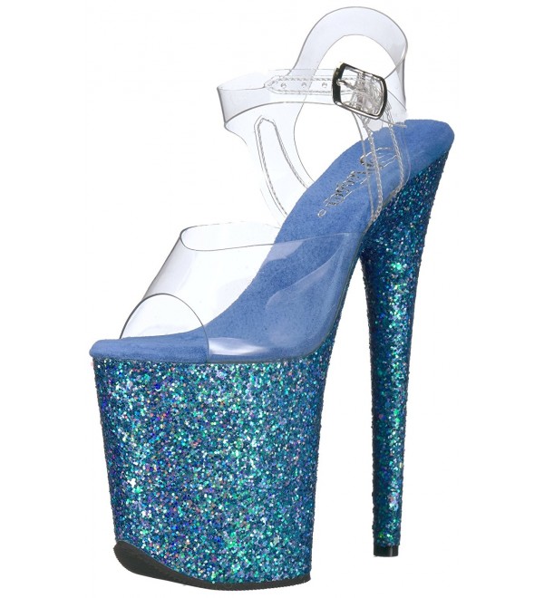 Women's Flamingo-808LG Sandal - Clr/Blue Holo Glitter - CZ12NU2SOF7