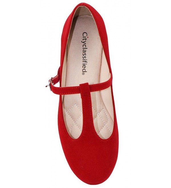 red t strap flats