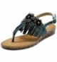 Ollio Womens Fringe Floral T strap