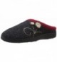 Womens Slipper Charcoal Button 6 5 7 5