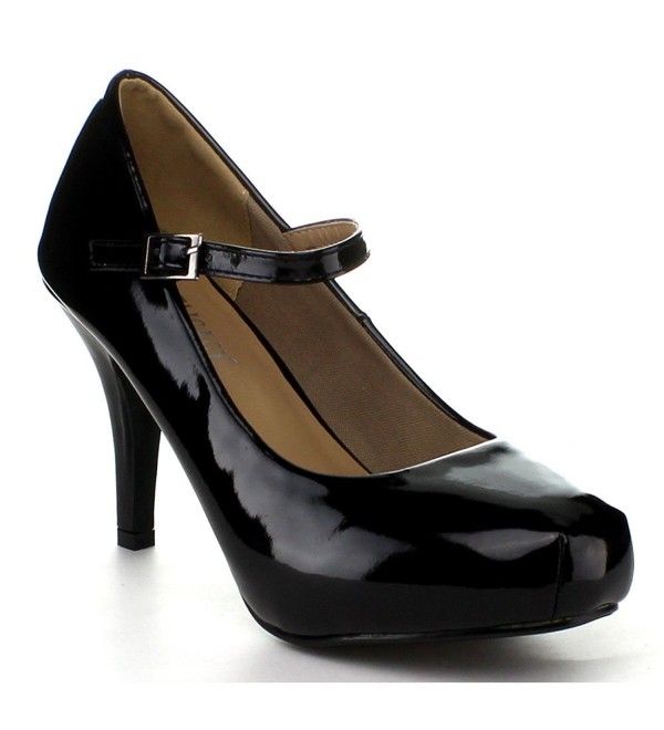 Cyndi-91 Mary Jane Square Toe High Heel Dress Pumps Shoes - Black ...
