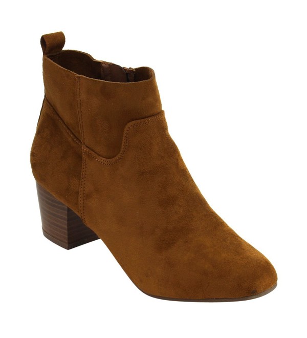 Breckelles Women Suede Chunky Bootie