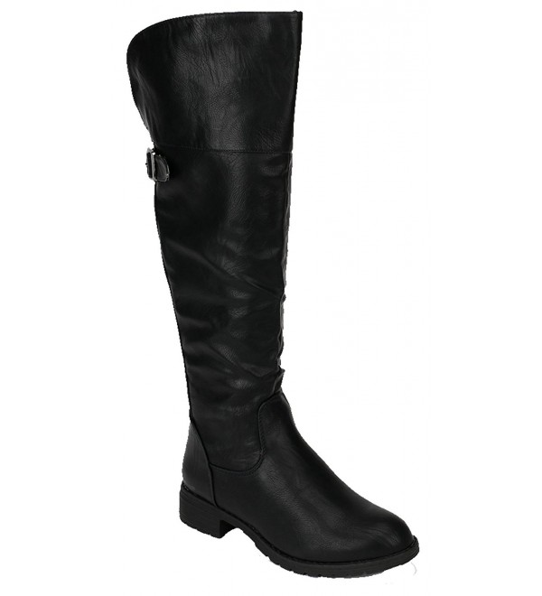 Sarah 01 Womens Knee High Round Toe Riding Boots - Black - CI11GNN2WXN