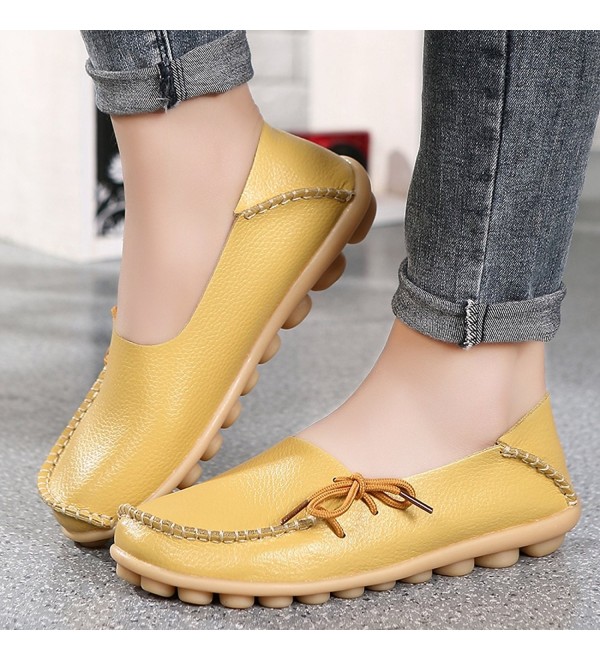 Women's Comfort Walking Office Flat Loafer - Yellow - CV1832HUTEO