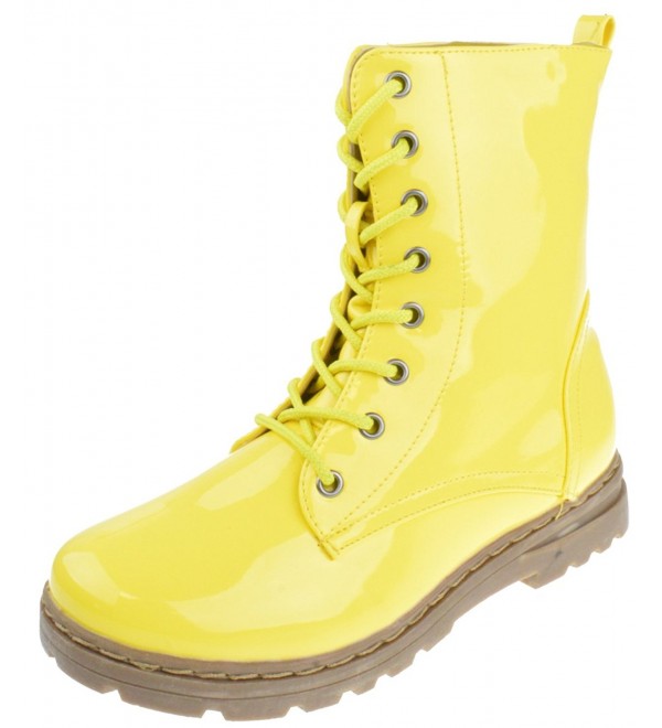 Womens Patent Milatary Combat Yellow