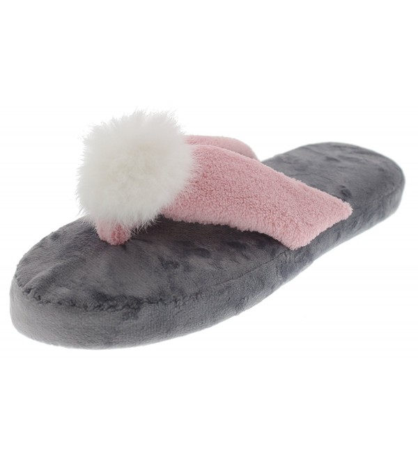 Violet Virtue Pom Pom Flip Flop Slipper