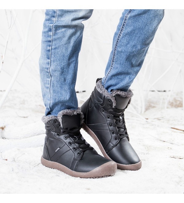 Mens Lightweight Winter Snow Boots Lace Up Ankle Bootie Outdoor Warm ...