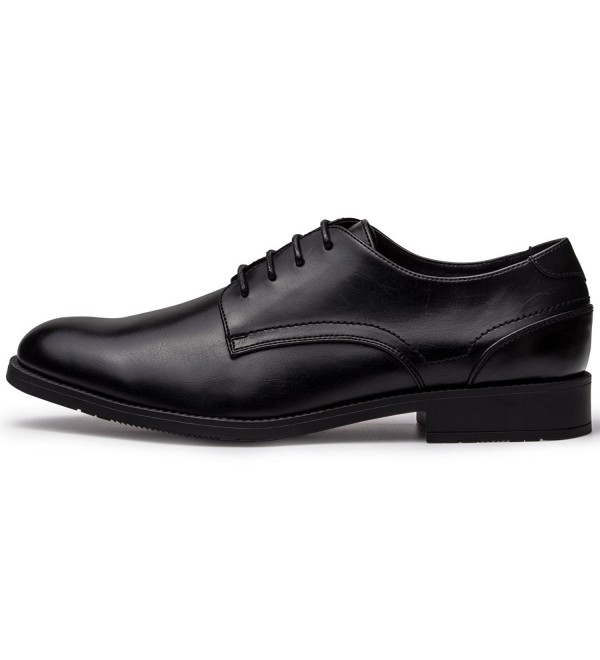 Men's Leather Oxford Dress Shoes Formal Plain Toe Lace-up Modern Shoes ...
