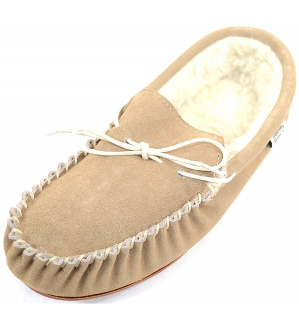 SNUGRUGS Beige Sheepskin Moccasins Rubber