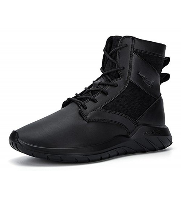 Men's Women's Unisex Winter Flat Black Lace Up Cushioning Leather Ankle ...