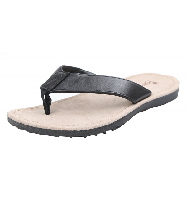 mens black leather flip flops