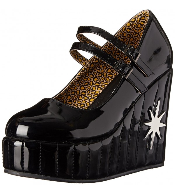 T U K Womens Starburst Wedge Black