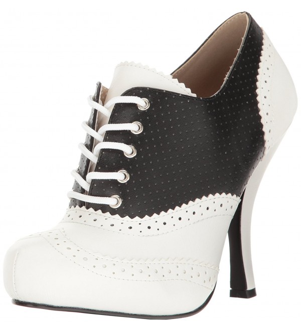 Pleaser Pinup07 Platform Blk Wht Leather