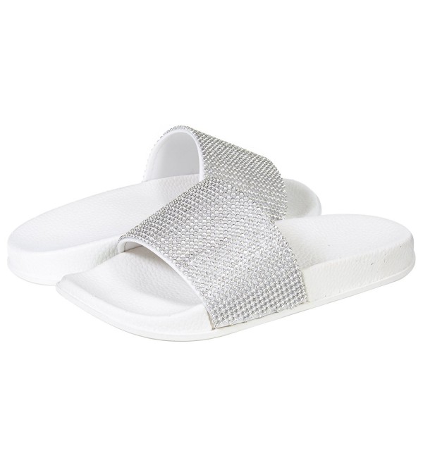 silver slide sandals womens