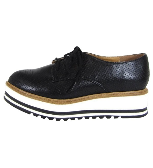 women's platform oxford lace up shoes